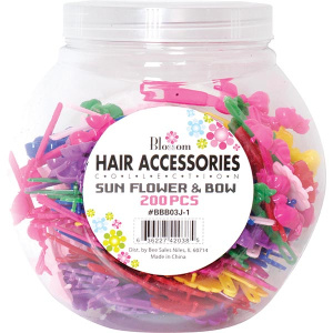 BOW TIE & FLOWER MIX BARRETTE *JAR* (200PC/JAR/12JAR/CS)