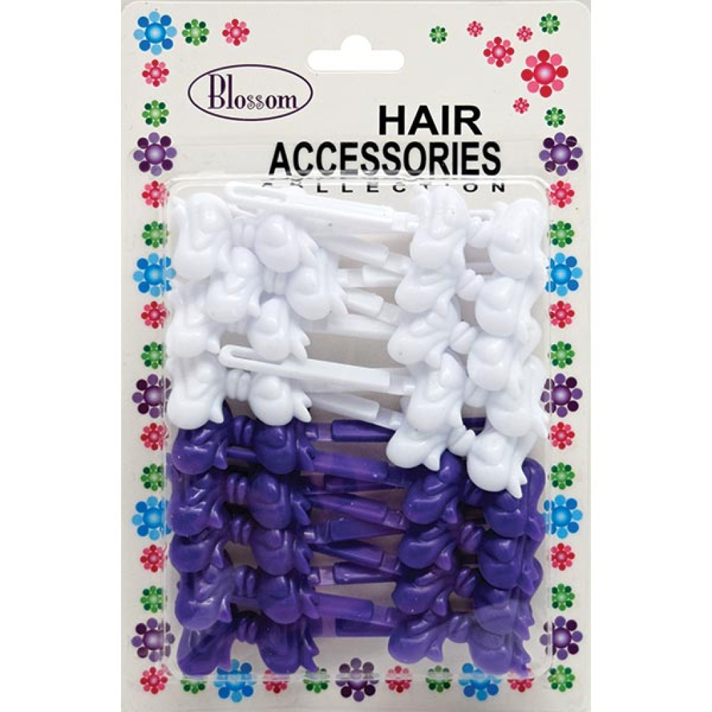 BOW TIE(L) *NEW* BARRETTE WHI/PUR (2DZ/24DZ/CS)