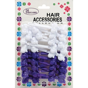 BOW TIE(L) *NEW* BARRETTE WHI/PUR (2DZ/24DZ/CS)