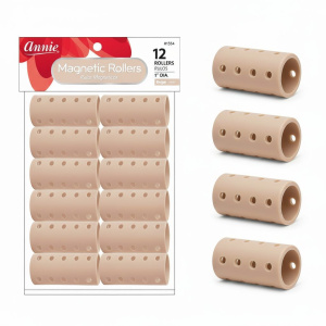 Annie Magnetic Hair Rollers 1 Inch, 12 Count, Beige