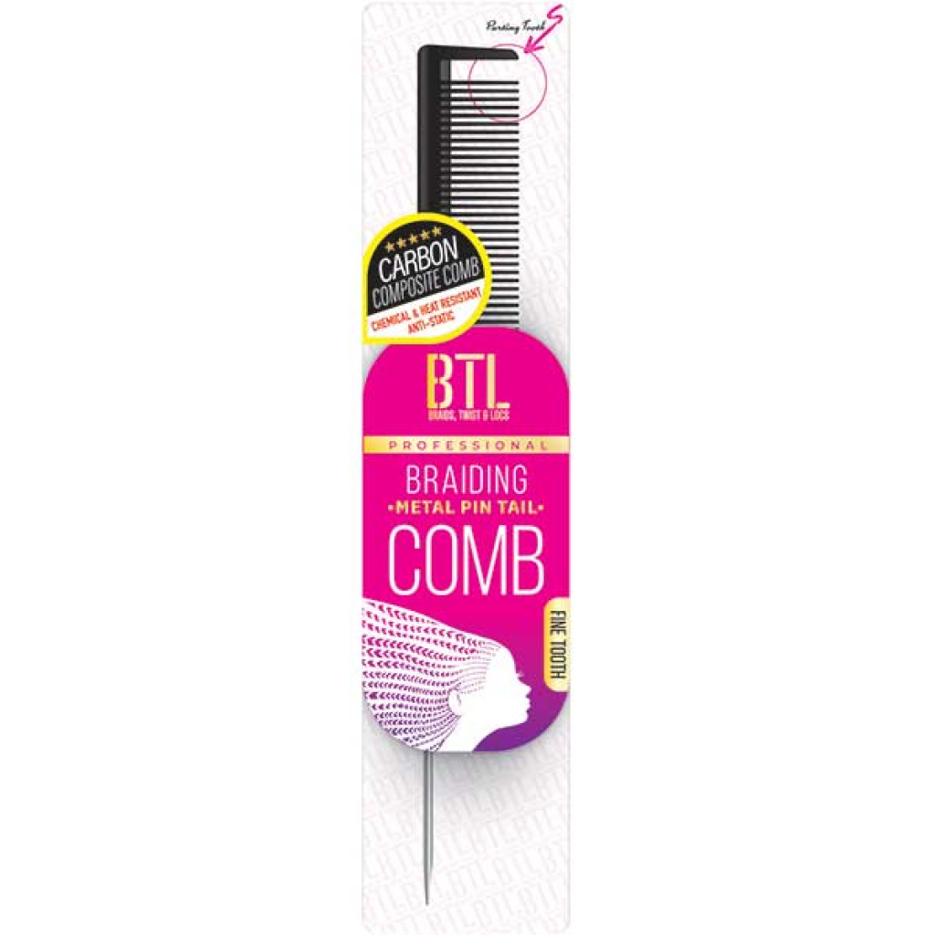 BTL(carbon) BRAIDING PIN TAIL COMB (BLACK) (12DZ/CS)