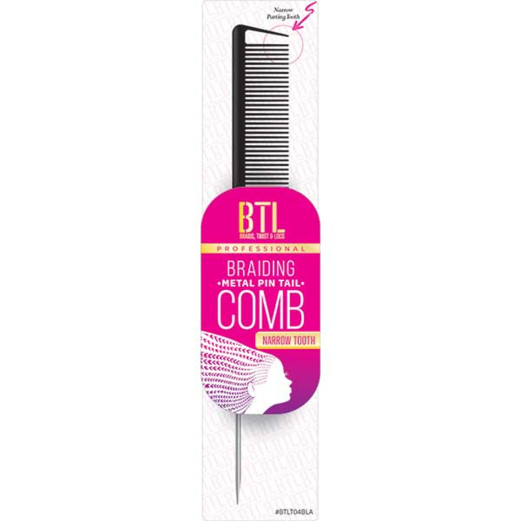 BTL BRAId. METAL PIN TAIL COMB NARROW [BLACK] (12DZ/CS)