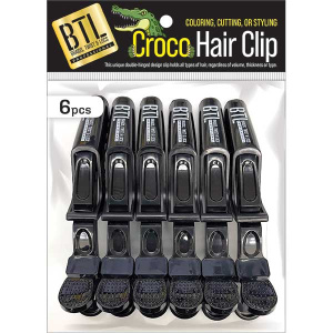BTL CROCO HAIR CLIP BLACK (6PC/PACK)(24DZ/CS)