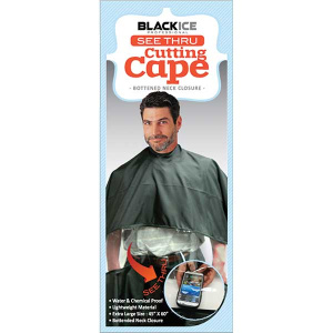 BLACK ICE CUTTING CAPE (SEE THRU) BLACK(50/CS)