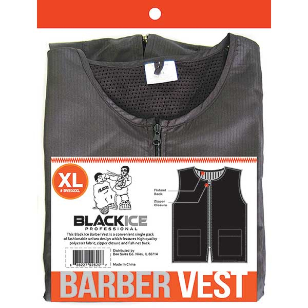 BLACK ICE BARBER MESH VEST BLACK (L) (100PC/CS)