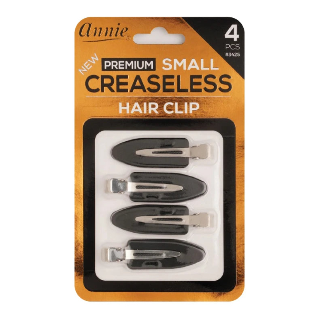 Annie Premium Creaseless Hair Clips Small, 4 Count, Black