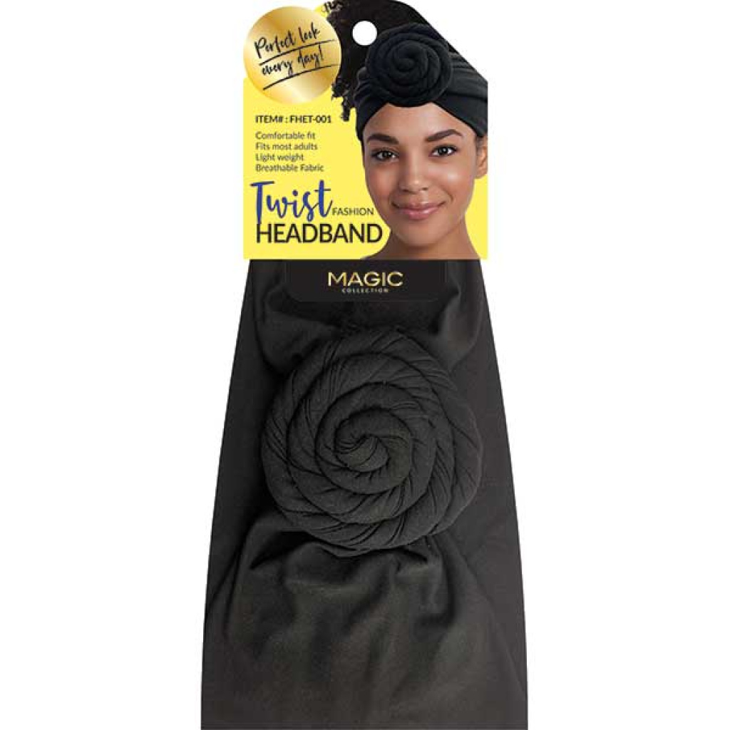 FASHION HEADBAND TWIST BLACK (24DZ/CS)