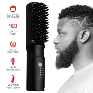 RED by KISS 2-in-1 Ionic Hair Straightener Brush with Ceramic Coating, Adjustable Temp, Auto Shut Off