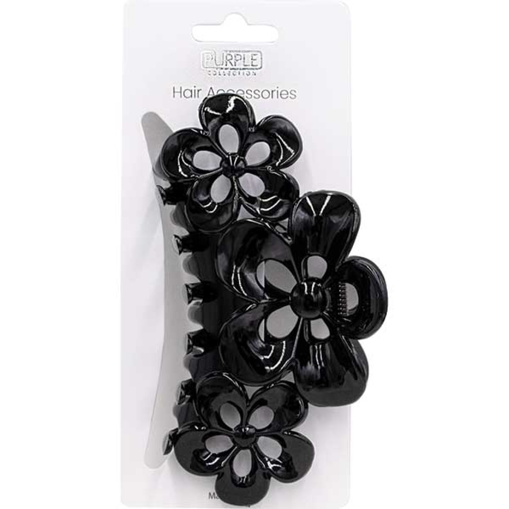 JAW CLIP LARGE (5.5") FLOWER**BLACK** (20DZ/CS)