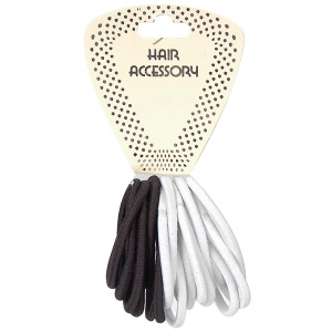 ELASTIC PONYTAIL HOLDER [hep002bw] (3mmx7cm)BLA/WHI(50/CS)