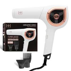 Hot & Hotter Ceramic Ionic Turbo 3000 Hair Dryer, 1 Count, White