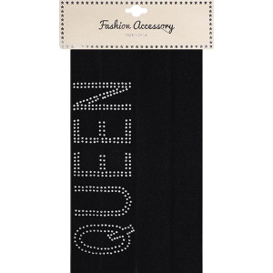 HEAD BAND (6cm/2pcs) W/STONE (QUEEN) BLACK (50DZ/CS)