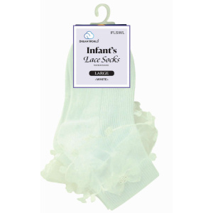 DREAM SOCKS LACE INFANT LARGE WHITE