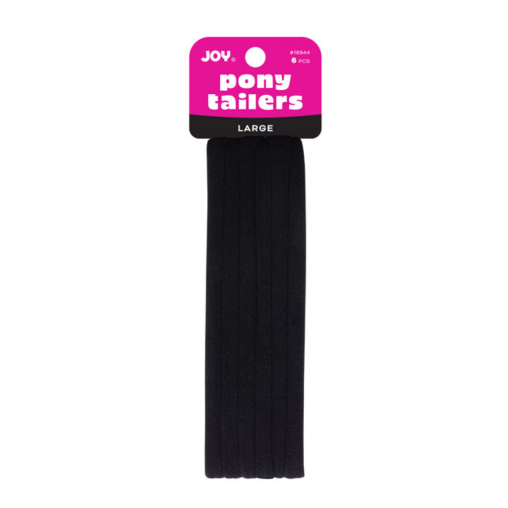Joy Soft Ponytailers Large, 6 Count Gentle Kids' Hair Ties, Black