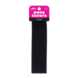 Joy Soft Ponytailers Large, 6 Count Gentle Kids' Hair Ties, Black