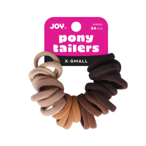 Joy Soft Ponytailers X-Small, 24 Count Gentle Kids' Hair Ties, Assorted Brown