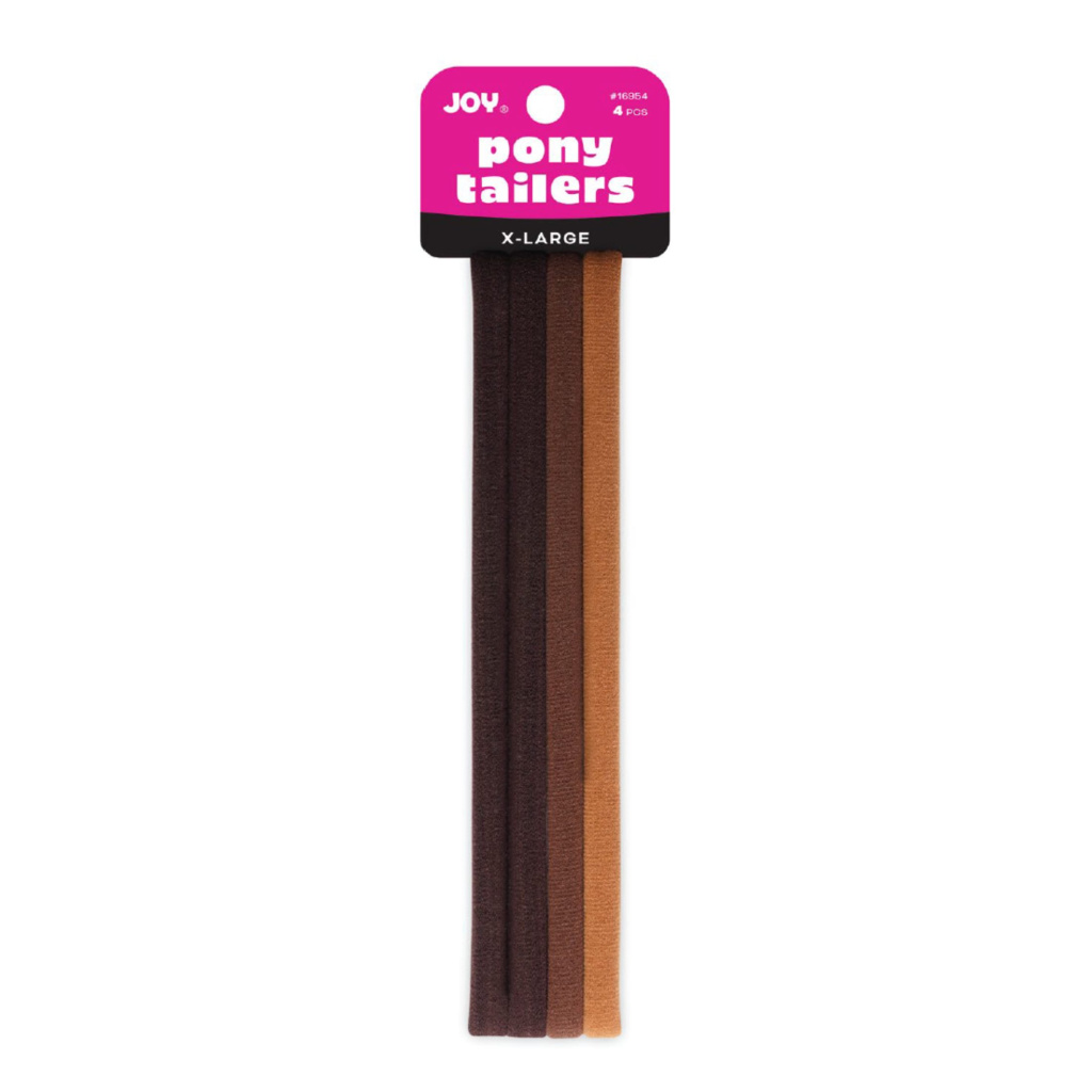 Joy Soft Ponytailers X-Large, 6 Count Gentle Kids' Hair Ties, Assorted Brown