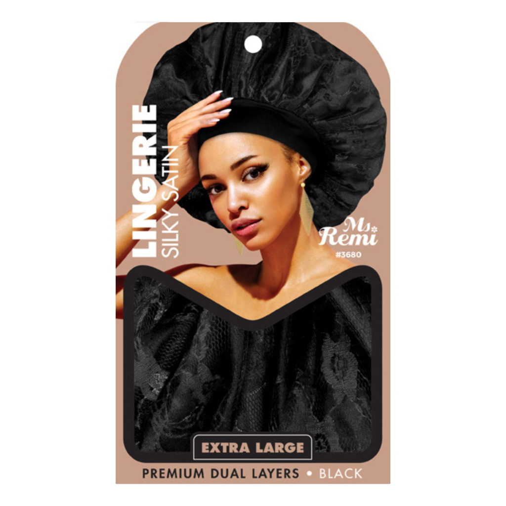 Ms. Remi Lingerie Silky Satin Bonnet X-Large, 1 Count, Black