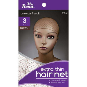 Ms. Remi Extra Thin Hair Net, 3 Count, Brown