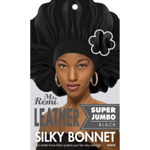 Ms. Remi Leather Silky Bonnet Super Jumbo, 1 Count, Black