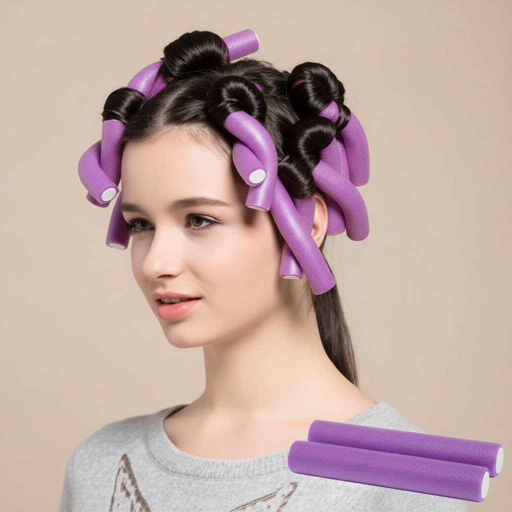 purple-soft-twist-rollers-in-use