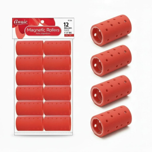 Annie Magnetic Hair Rollers 1 1/2 Inch, 12 Count, Red