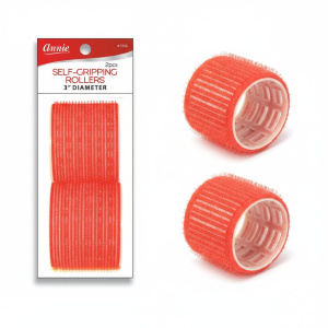 Annie Self-Gripping Hair Rollers 3 Inch, 2 Count, Red