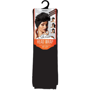 SATIN HEAD SCARF(25"x72") BLACK (120/CS)