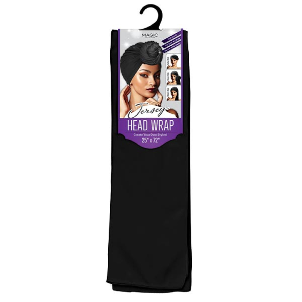 STRETCH JERSEY HEAD SCARF(25"x72") BLACK (120PC/CS)