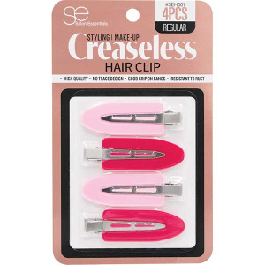 CREASELESS HAIR CLIP REGULAR(4PC/PACK)(12DZ/CS)RED/PINK