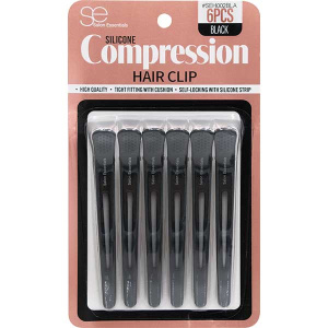 COMPRESSION HAIR CLIP BLACK(6PC/PACK)