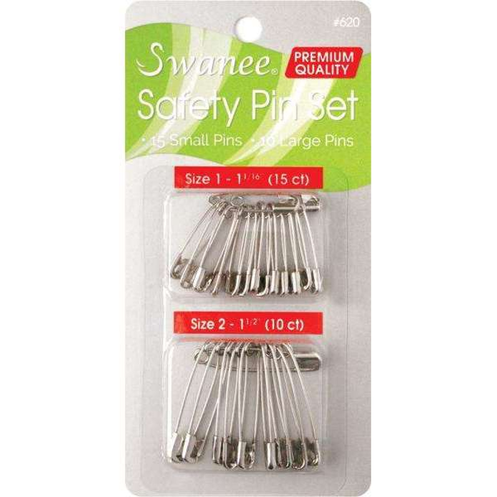 Swanee Safety Pin Assorted Size 25ct Silver