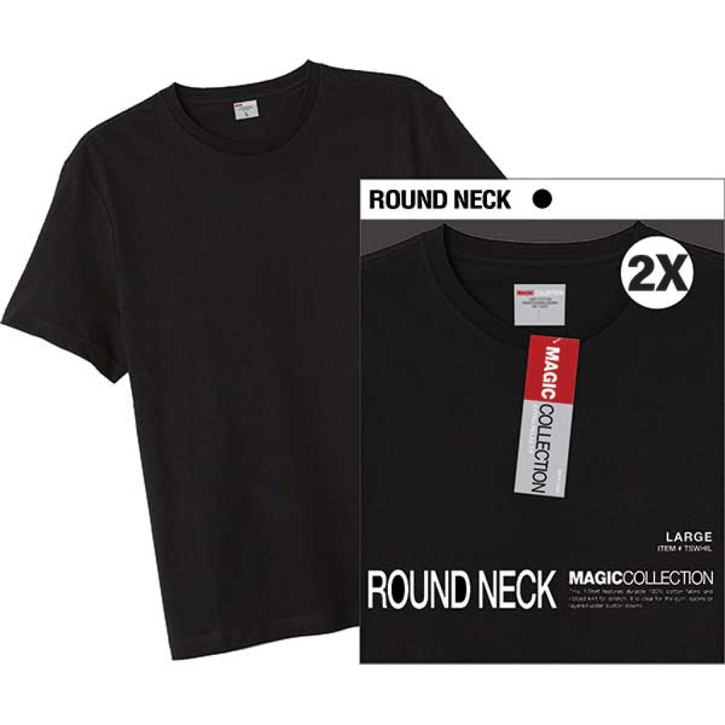 ROUND NECK [SINGLE] SHIRT BLACK 2X (6DZ/CS)