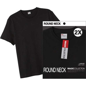 ROUND NECK [SINGLE] SHIRT BLACK 2X (6DZ/CS)