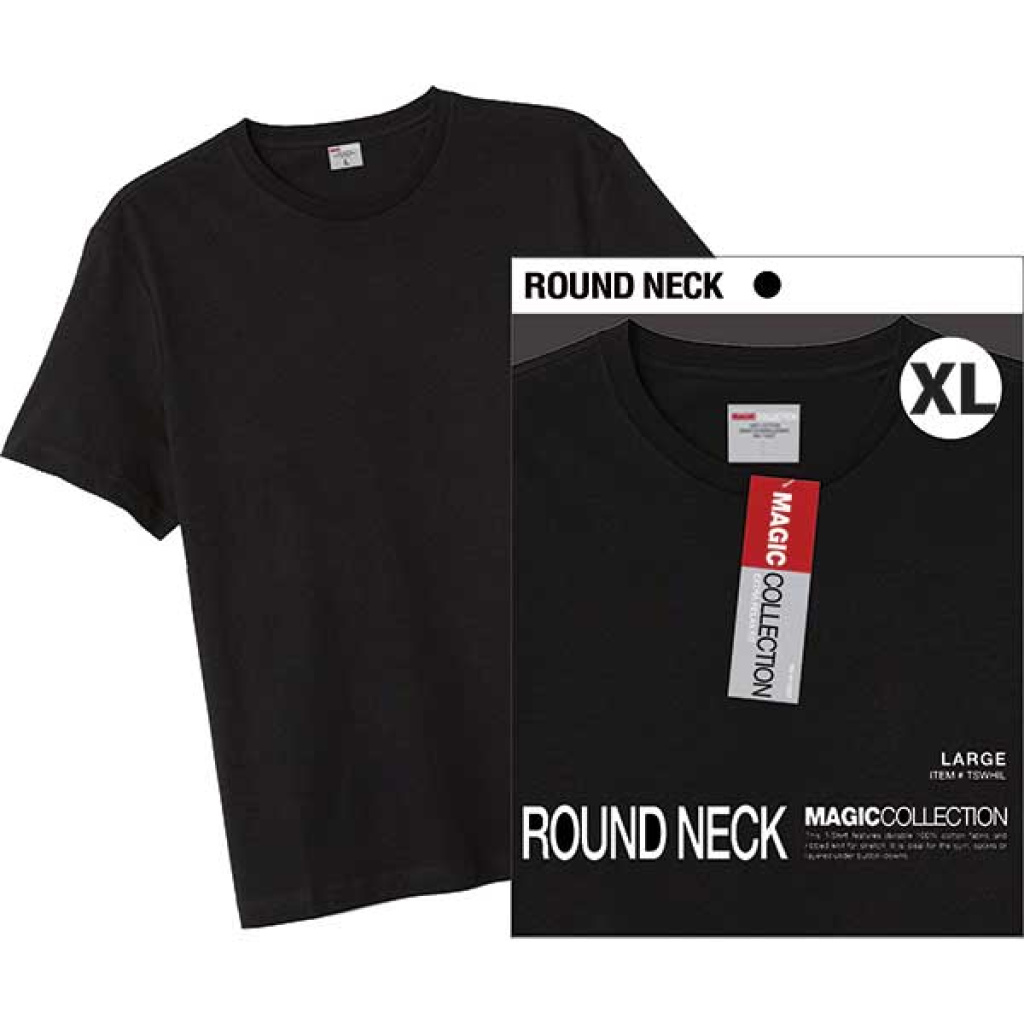 ROUND NECK [SINGLE] SHIRT BLACK XL (6DZ/CS)