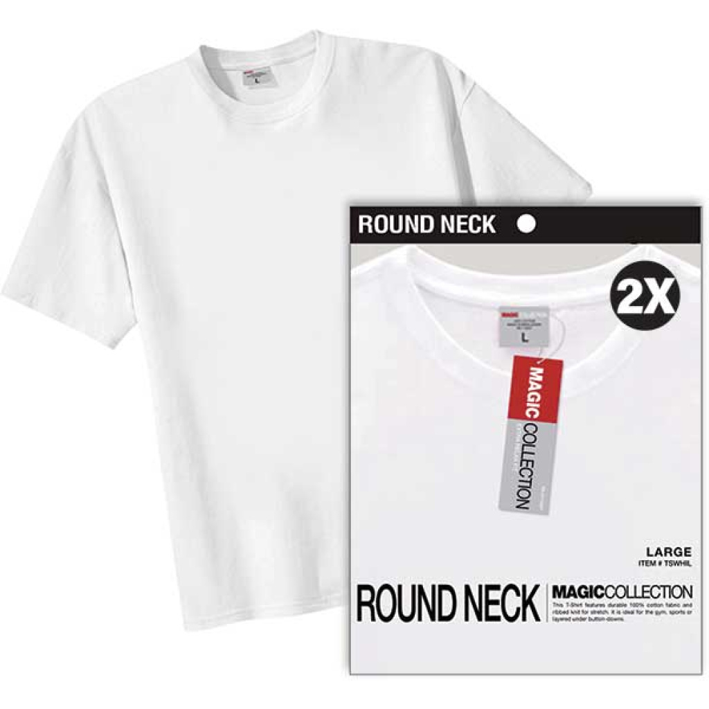 ROUND NECK [SINGLE] SHIRT WHITE 2X (6DZ/CS)