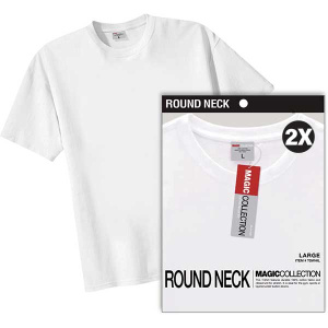 ROUND NECK [SINGLE] SHIRT WHITE 2X (6DZ/CS)