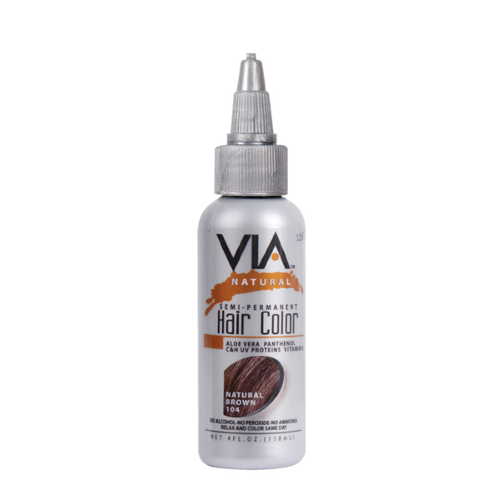 VIA HAIR COLOR #104 NATURAL BROWN 4OZ(6PC/PK)