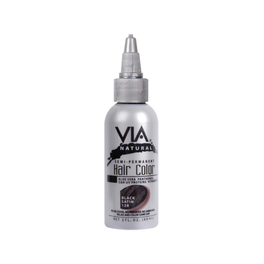 VIA HAIR COLOR #128 BLACK SATIN 2OZ (6/CS)
