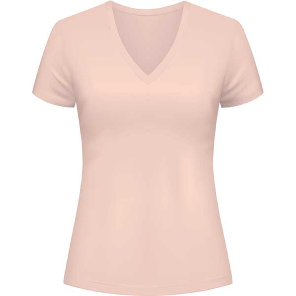 LADIES V NECK T-SHIRTS BEIGE (M) (72PC/CS)