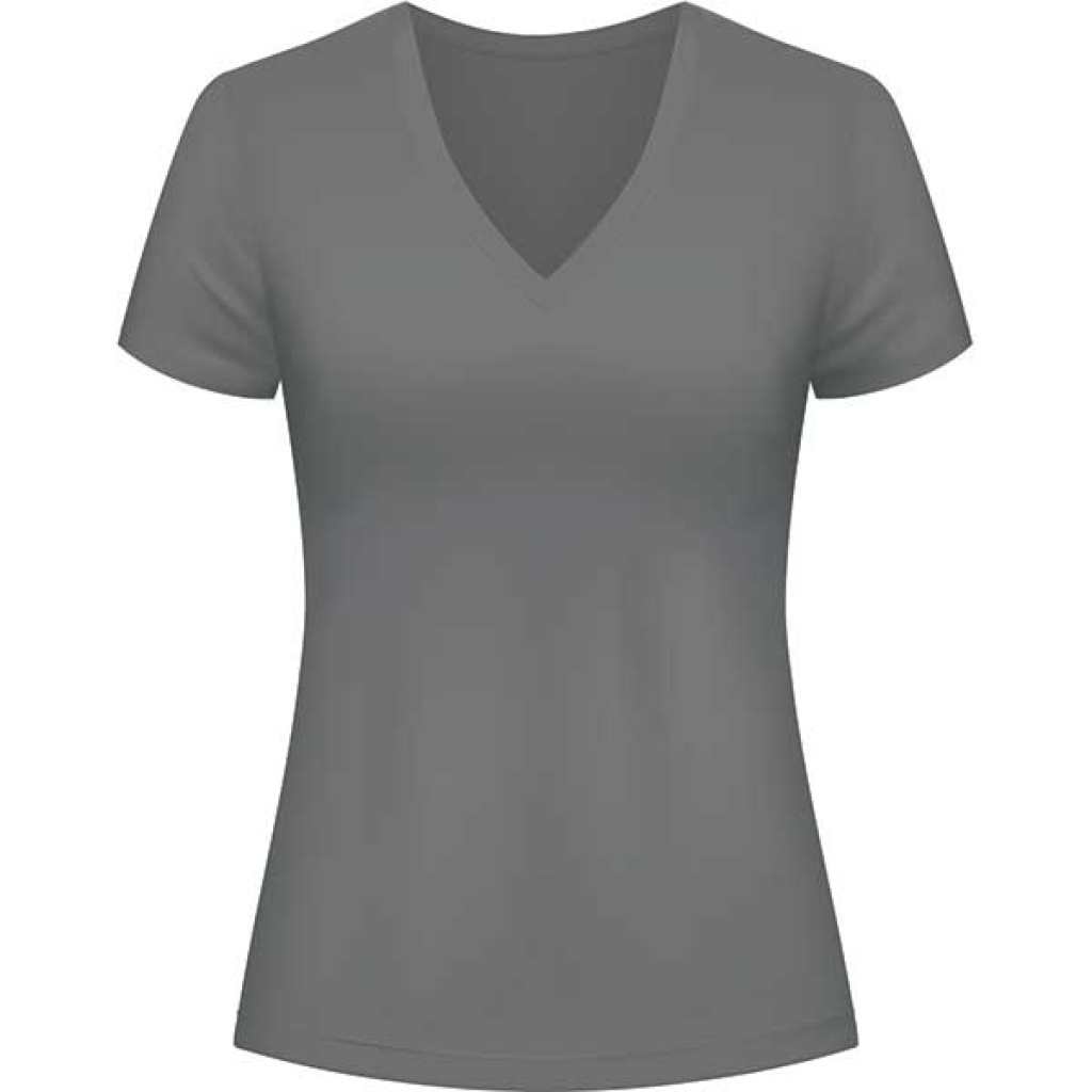 LADIES V NECK T-SHIRTS DK.GRAY (M) (72PC/CS)