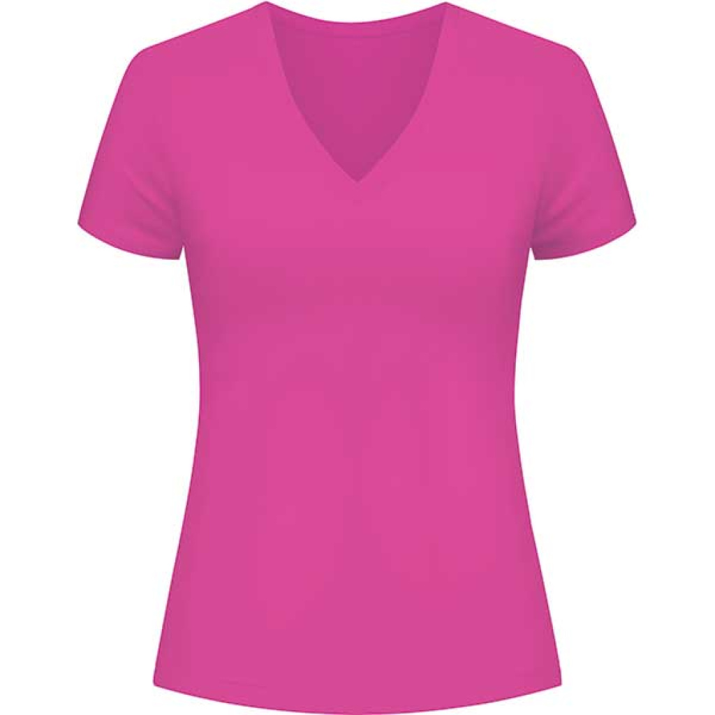 LADIES V NECK T-SHIRTS HOT PINK (S) (72PC/CS)