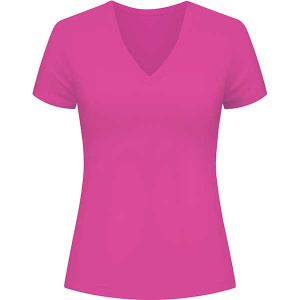 LADIES V NECK T-SHIRTS HOT PINK (M) (72PC/CS)