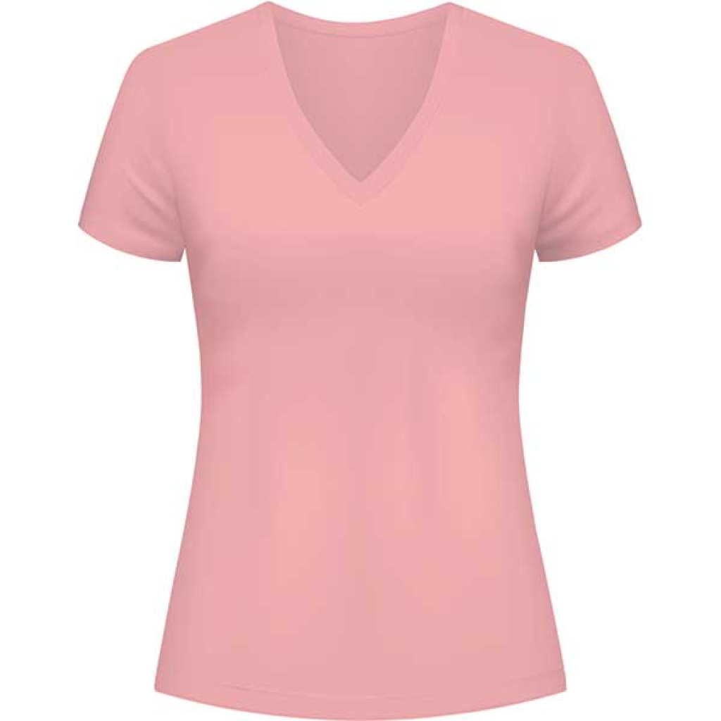 LADIES V NECK T-SHIRTS PEACH (L) (72PC/CS)