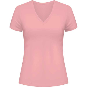 LADIES V NECK T-SHIRTS PEACH (L) (72PC/CS)