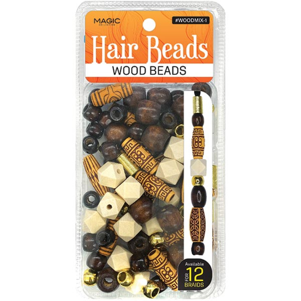 WOOD BEAD MIX DESIGN-1 (FOR 12 BRAIDS) (12DZ/CS)
