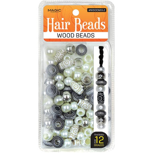 WOOD BEAD MIX DESIGN-2 (FOR 12 BRAIDS) (12DZ/CS)