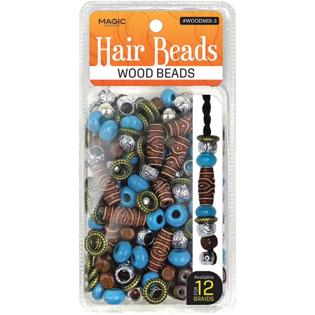 WOOD BEAD MIX DESIGN-3 (FOR 12 BRAIDS) (12DZ/CS)