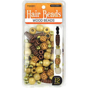 WOOD BEAD MIX DESIGN-5 (FOR 12 BRAIDS) (12DZ/CS)