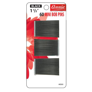 Annie Mini Bob Pins 1 1/2 Inch, 60 Count, Black
